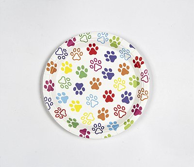 Prato Descartável de Papel Patinhas Coloridas 18cm com 10 Un - Silver