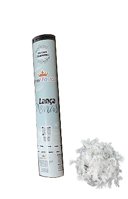 Lança Confete Penas Brancas 30cm - Silver