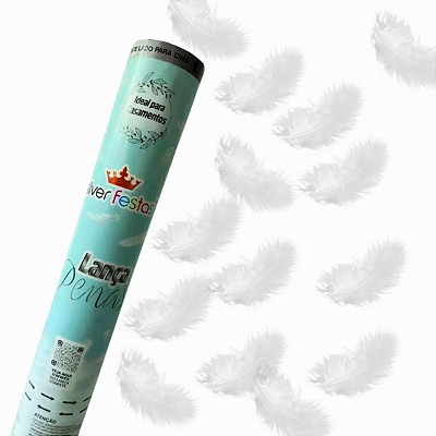 Lança Confete Penas Brancas 30cm - Silver