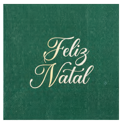 Guardanapo de Papel Decorado Feliz Natal Verde 33x33cm com 20 Un - Ref 1058477 Cromus