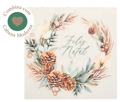 Guardanapo de Papel Decorado Feliz Natal Pinhas 33x33cm com 20 Un - Ref 1089520 Cromus