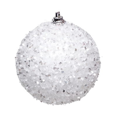 Bolas de Natal Branca Nevada com Glitter 10cm Jogo com 4Un - Ref 1923545 Cromus