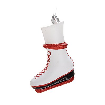 Enfeite de Pendurar Patins Gelo Branco 9cm com 2 Un - Ref 1517886 Cromus