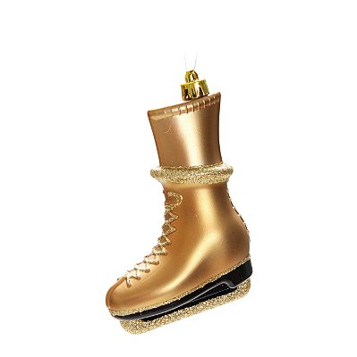 Enfeite de Pendurar Patins Gelo Dourado 9cm com 2 Un - Ref 1517887 Cromus