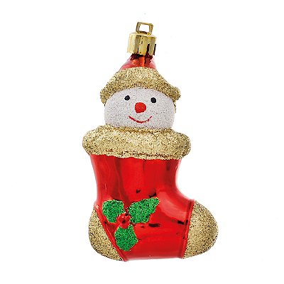 Enfeite de Pendurar Botinha com Boneco de Neve 6cm com 3 Un - Ref 1593309 Cromus