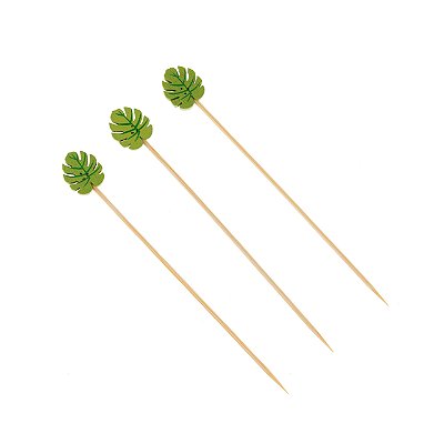 Palito de Petisco de Bambu com Costela de Adão de Madeira 12cm com 12Un - Silver