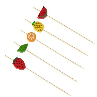 Palito Para Petisco de Bambu Frutas 12cm com 20 Un - Silver Plastic