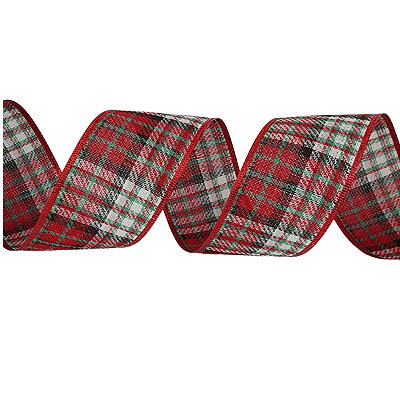 Fita Aramada de Natal Xadrez Vermelha, Branco e Preto 6,3CMx9,14M - Ref 1014274 Cromus