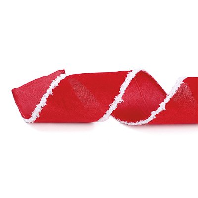 Fita Aramada de Natal Vermelha com Borda Branca Plush 10X457CM - Ref 1057999 Cromus