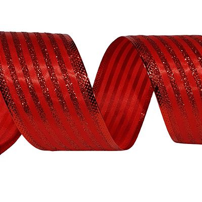 Fita Aramada de Natal Vermelha Listras 6,3x914cm - Ref 1614184 Cromus