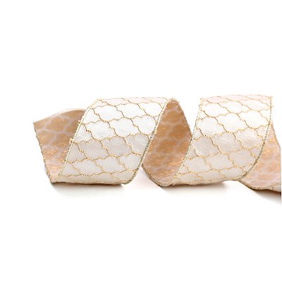 Fita Aramada de Natal Colmeia Marfim 10X450cm - Ref 1117221 Cromus