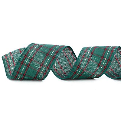 Fita Aramada de Natal Xadrez Verde 6,3x914cm - Ref 1056631 Cromus