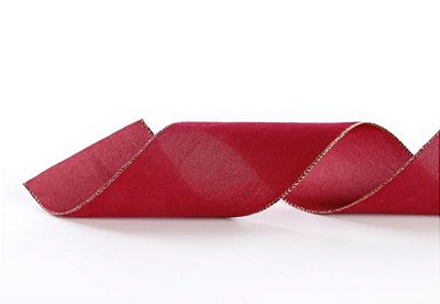 Fita Aramada Lisa Vinho com Borda Dourada 10x457cm - Ref 1054400 Cromus