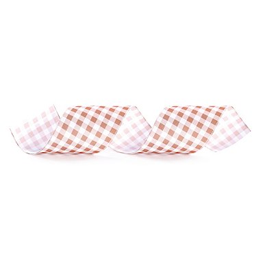 Fita Aramada de Natal Xadrez Branco e Bege 10X457cm - Ref 1057991 Cromus