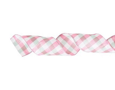 Fita Aramada Xadrez Rosa Claro e Verde Bebe 10x457cm - Ref 1025787 Cromus