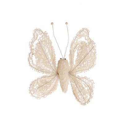 Enfeite de Pendurar Borboleta de Renda Branca 15x17cm com 1 Un - Ref 1418980 Cromus