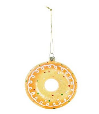 Enfeite Pendurar Donut Gingerbread Marfim 10cm com 1 Unidade - Ref 1106768 Cromus