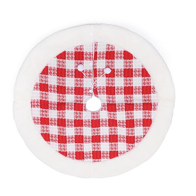 Saia de Árvore de Natal 95cm Xadrez Vermelho e Branco com Borda Pelúcia - Ref 1019546 Cromus Natal