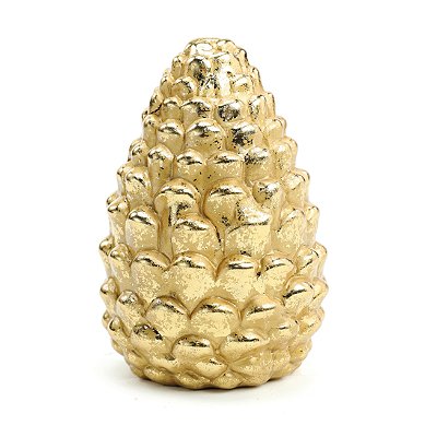 Enfeite Pinha Dourada 12cm de Cerâmica - Ref 1001284 Cromus