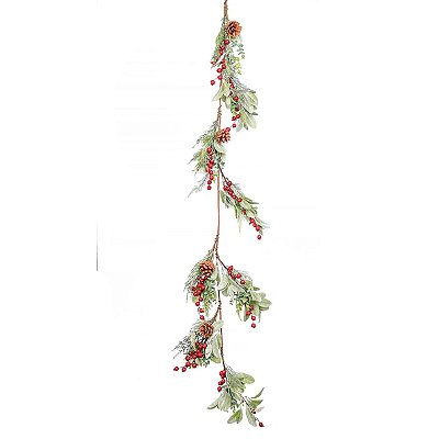Galho Longo Frutas Vermelhas, Pinhas e Folhagens 155cm - Ref 1002445 Cromus