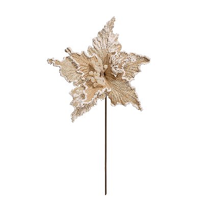Flor de Natal Poisentia de Juta com Borda Nevada 25cm - Ref 1692956 Cromus