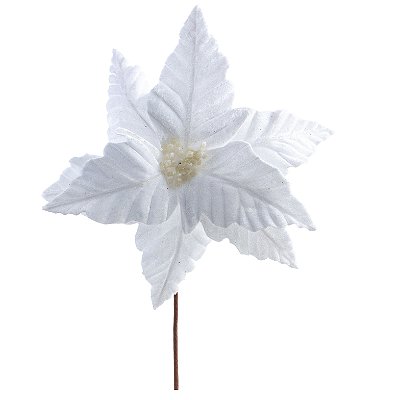 Flor de Natal Poisentia de Veludo Branca 20cm - Ref 1045281 Cromus