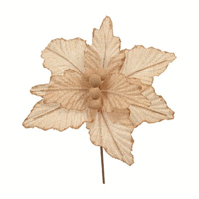 Flor de Natal Poisentia de Juta Cru 20cm - Flores Natalinas - Ref 1041808 Cromus