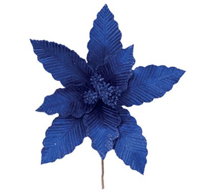 Flor de Natal Poisentia de Veludo Azul Royal 28cm - Ref 1084721 Cromus