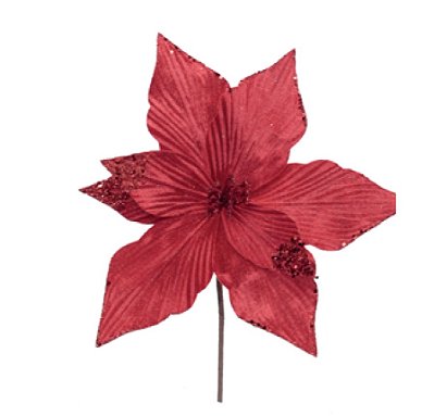 Flor de Natal Poisentia de Veludo Vermelho 33cm - Ref 1084586 Cromus