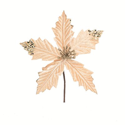 Flor de Natal Poisentia de Veludo Creme 22cm - Ref 1084601 Cromus