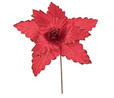 Flor de Natal Poisentia de Veludo Vermelho 26cm - Ref 1089108 Cromus