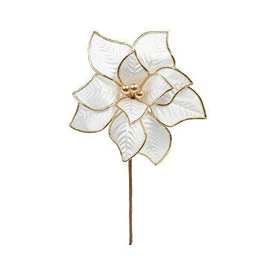 Flor de Natal Poisentia Cetim com Borda Dourada Metalizada 20cm - Ref 1052728 Cromus