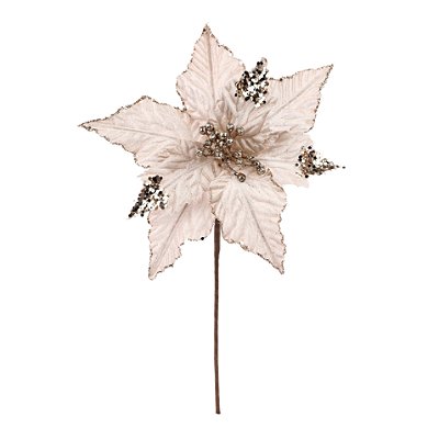 Flor de Natal Poisentia de Veludo Chá 26cm - Ref 1032708 Cromus