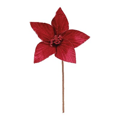Flor de Natal Poisentia Vermelha de Veludo 25cm - Ref 1041828 Cromus