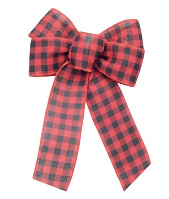 Laço Pronto Xadrez Preto e Vermelho 20x30cm com 1 Unidade - Ref 1013049 Cromus