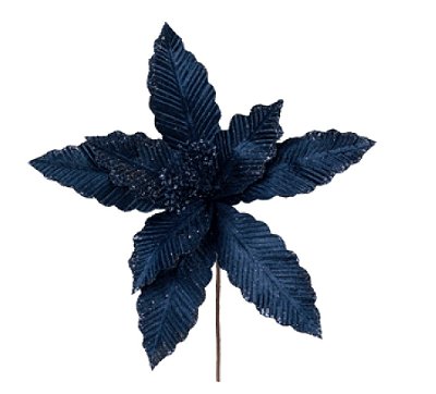 Flor de Natal Poisentia Veludo Azul Petróleo 25cm - Ref 1084713 Cromus