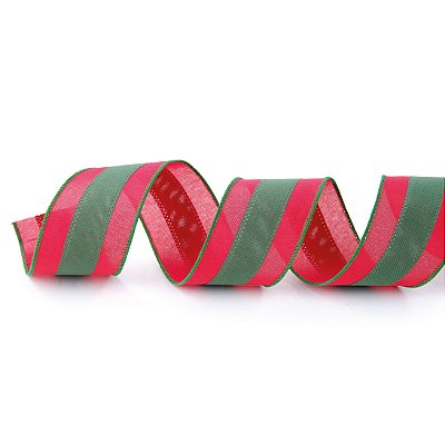 Fita Aramada de Linho Vermelho com Faixa Verde 6,3x914cm - Ref 1030788 Cromus