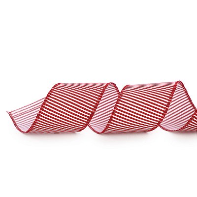 Fita Aramada de Natal Listrada Vermelha e Branca 3,8x914cm - Ref 1056659 Cromus