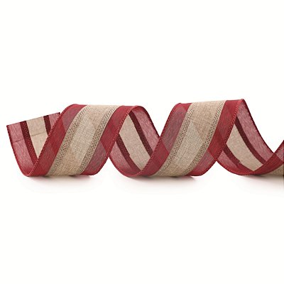 Fita Aramada Vermelho Marsala com Faixa Cru Central 6,3x914cm - Ref 1043789 Cromus