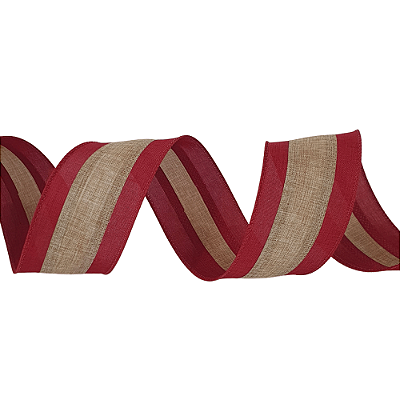 Fita Aramada Vermelho Marsala com Faixa Cru Central 6,3x914cm - Ref 1043789 Cromus