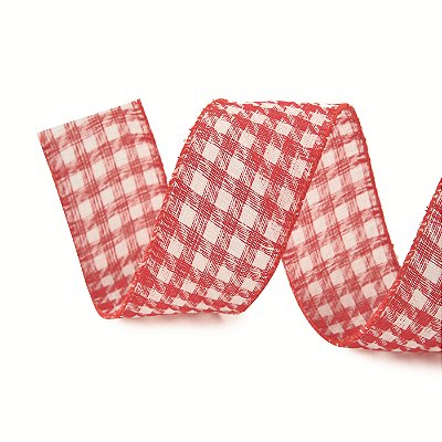 Fita Aramada Xadrez Vermelho e Branco 6,3cmx9,14m - Ref 1073442 Cromus