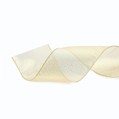 Fita Aramada de Natal Fio Metalizado Dourado 6,3cmx9,14m - Ref 1073428 Cromus