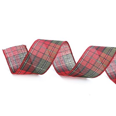 Fita Aramada de Linho Xadrez Vermelha e Verde 6,3X914cm - Ref 1117626 Cromus