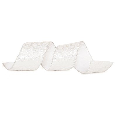 Fita Aramada de Natal Prata com Estampa Metalizada 6,3x914cm - Ref 1316995 Cromus