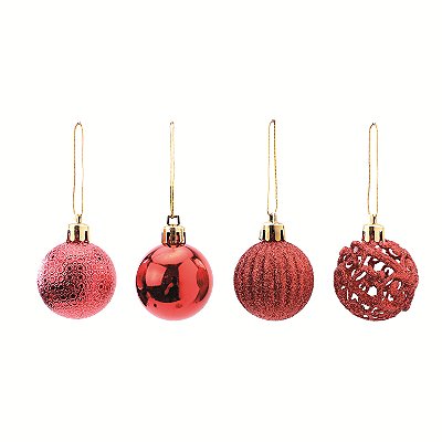 Tubo Bolas de Natal Sortidas 4cm Vermelha com 35und - Ref 1106270 Cromus