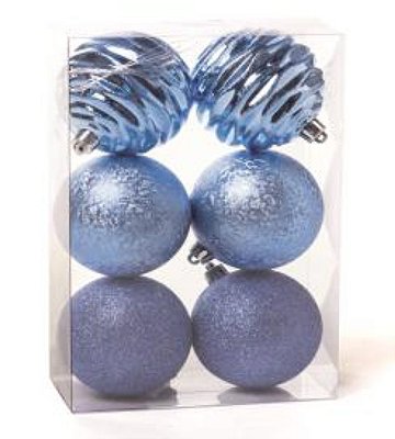 Bolas de Natal Azul Ondas, Glitter e Textura 8cm - Ref 1591304 Cromus