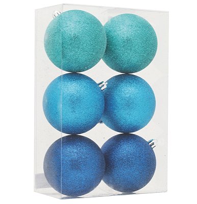 Bolas de Natal Glitter Azul, Verde e Azul Claro 8cm - Ref 1207266 Cromus