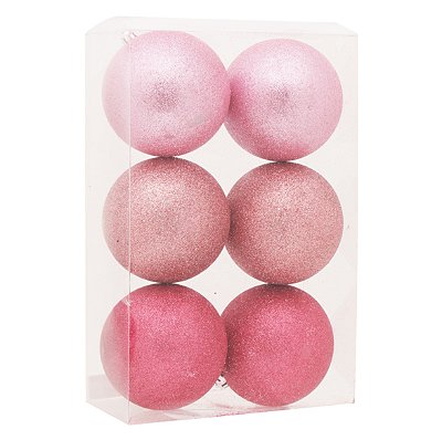 Bolas de Natal Glitter Sortido Rosa Claro, Pink e Rose 8cm - Ref 1207264 Cromus