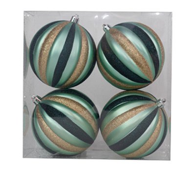 Bolas de Natal Gomos Verde Esmeralda, Verde Hortelã e Dourada 10cm - Ref 1019200 Cromus