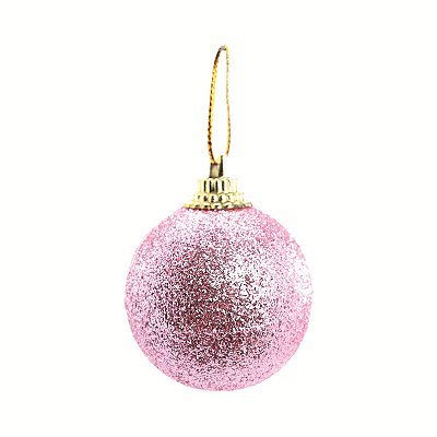 Bolas de Natal Glitter Rosa Claro 4cm com 12 Un - Ref 1921458 Cromus